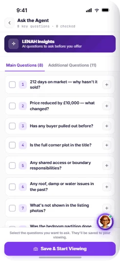 Suggested questions to ask the agent